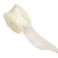 4cm wide iridescent pearl white wavy organza ribbon for gift box and bouquet DIY decor - 1 Yard/Pack / Cream Rice