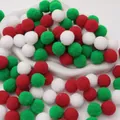 Red, green, and white polyester plush pompoms for children's DIY craft projects. - Christmas Style / 2cm (50 Pieces/Pack)