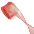 4cm wide iridescent pink wavy fishtail yarn ribbon for gift packaging and DIY bows - 1 Yard/Pack / Begonia Red