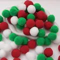 High-elastic red, white, and green polyester pom poms for DIY handmade crafts and decorations - Christmas Style / 2.5cm (30 Pieces/Pack)