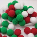 Soft colorful DIY handmade pom-poms in red, green, and white for festive holiday crafts - Christmas Style / 3cm (20 Pieces/Pack)