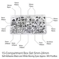 15-compartment set of 900pcs adhesive black and white googly eyes for doll making - 15-Grid Boxed Self-Adhesive Googly Eyes / Approx. 900 Pcs/Box