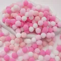 Set of assorted soft pink and white polyester plush pompoms for children's DIY crafts - Pink Series / 1.5cm (100 Pieces/Pack)