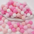 Assorted pink and white high-elasticity polyester pompoms for DIY kids handicraft projects - Pink Series / 2cm (50 Pieces/Pack)