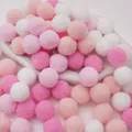 Soft pink and white polyester elastic pom poms for creative DIY craft decoration - Pink Series / 2.5cm (30 Pieces/Pack)