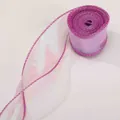 Elegant 4cm wide iridescent wavy fish-tail yarn ribbon in pink for floral packaging - Rose Purple