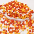 Colorful high-elastic polyester pompoms in orange, yellow and white for DIY handmade crafts - Orange Series / 0.8cm (200 Pieces/Pack)