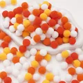 Colorful polyester craft pom-poms in orange, yellow and white for DIY handicrafts - Orange Series / 1.5cm (100 Pieces/Pack)