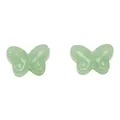Deux perles papillon en verre vert clair translucide pour projets de bijoux DIY - 10 Pièces/Paquet (14x10mm) / Vert Solide