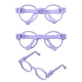 Purple miniature round resin eyeglasses for DIY doll accessories and handmade crafts decoration - 10 Pieces/Pack (65*25mm) / Purple