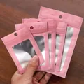 Pink resealable ziplock bags with clear window and hanging hole for jewelry packaging - 10 Pcs/Pack (Outer 7x10cm) / Pink Window