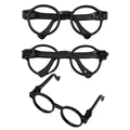 Black round frame resin glasses accessories for DIY jewelry and doll decorations - 10 Pieces/Pack (65*25mm) / Black