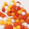 Colorful polyester elastic pom-poms in orange, yellow, and white for DIY crafts - Orange Series / 2.5cm (30 Pieces/Pack)