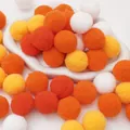 High-elastic polyester pom-poms in orange, yellow and white for kids DIY crafts - Orange Series / 3cm (20 Pieces/Pack)