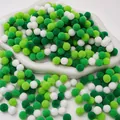 Soft green and white polyester pompoms for DIY crafts and decorations - Green Series / 1cm (200 Pieces/Pack)