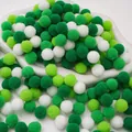 Soft green and white polyester pompoms for DIY crafts and kindergarten decorations. - Green Series / 1.5cm (100 Pieces/Pack)