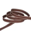 Elegant dark brown grosgrain ribbon with white side stitching for luxury gift packaging - Coffee