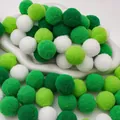 Soft green and white polyester pom poms for DIY crafts and kindergarten decorations - Green Series / 2.5cm (30 Pieces/Pack)