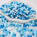 Blue and white mixed polyester elastic pompoms for children's DIY handmade craft projects - Blue Series / 0.8cm (200 Pieces/Pack)