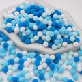 Mixed blue and white soft polyester pom-poms for kids' creative DIY craft projects - Blue Series / 1cm (200 Pieces/Pack)