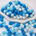 Set of blue and white high-elasticity polyester pom-poms for children's DIY crafts - Blue Series / 1.5cm (100 Pieces/Pack)