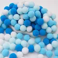 Soft polyester pom poms in various blue and white shades for children DIY crafts - Blue Series / 2cm (50 Pieces/Pack)