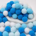 Blue and white soft polyester pompoms for DIY kindergarten handicraft projects - Blue Series / 2.5cm (30 Pieces/Pack)