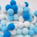 Selection of mixed blue and white polyester pompoms for children's DIY craft materials - Blue Series / 3cm (20 Pieces/Pack)