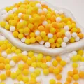 Colorful polyester pompoms in white, yellow and orange for DIY craft projects - 1cm (200 Pieces/Pack) / Yellow Series