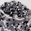 Mixed black, white and grey high-elastic polyester pom poms for kids DIY handmade crafts - 0.8cm (200 Pieces/Pack) / Black & White Series