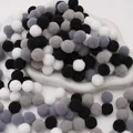 Monochrome polyester plush pompoms in black, white, and grey for DIY craft projects - 1.5cm (100 Pieces/Pack) / Black & White Series