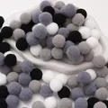 Mixed black white and grey high-elastic plush pom-poms for DIY crafts - 2cm (50 Pieces/Pack) / Black & White Series