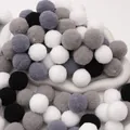 Multicolor polyester plush pompoms for DIY crafts in black, white, and gray - Black & White Series / 2.5cm (30 Pieces/Pack)