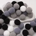 Soft grey black and white polyester pompoms for DIY handmade crafts and decorations - Black & White Series / 3cm (20 Pieces/Pack)