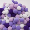 Handmade DIY craft decoration mixed purple and white high elastic polyester pom-poms - Purple Series / 2.5cm (30 Pieces/Pack)