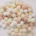 Pastel colored polyester pom-poms in white, peach and yellow for DIY handmade crafts. - Milk Tea Colors / 2cm (50 Pieces/Pack)
