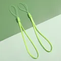 Set of two lime green polyester wrist lanyards for phones and keychains, SKU variant. - 10 Strands Pack / Fluorescent Green