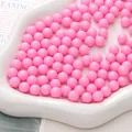 Perles rondes en acrylique rose plein sans trou pour bijoux DIY et décorations - Rose rouge