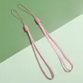 Pair of premium pink polyester lanyard strings for phone charms and DIY craft accessories - Pink