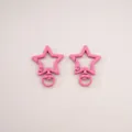 Pair of cute pink star-shaped metal lobster clasp accessories for DIY keychain making - Five-Pointed Star (FKY124) / 1 Piece/Pack (31x41x3.5mm) / Pink