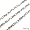 Chaîne en acier inoxydable argenté à maillons ovales texturés, 1M/sac pour bijoux DIY - Fil Plat Relief / 1.8mm x 6.5mm (1M/Paquet)