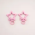 Pair of cute pink star-shaped lobster clasps for DIY keychain jewelry making - Five-Pointed Star (FKY124) / 1 Piece/Pack (31x41x3.5mm) / Light Pink