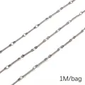 Chaîne de bijoux DIY en acier inoxydable de haute qualité couleur acier 1 mètre - Barre Ronde / 1.0mm x 2.2mm (1M/Paquet)