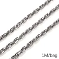 Chaîne en acier inoxydable de couleur acier pour bijoux DIY, 1 mètre par sachet - Fil Carré Double Boucle / 1.2mm x 6.0mm (1M/Paquet)