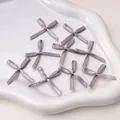Set di mini fiocchi grigi in raso di poliestere fatti a mano per accessori capelli DIY. - Grigio