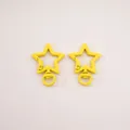 Set of two bright yellow star-shaped keychain lobster clasp hooks for DIY jewelry - Five-Pointed Star (FKY124) / 1 Piece/Pack (31x41x3.5mm) / Yellow