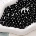 Perles rondes en acrylique noir lisse sans trou pour la création de bijoux DIY. - Noir