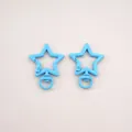 Pair of light blue star-shaped metal lobster claw clasps for DIY keychain crafts - Five-Pointed Star (FKY124) / 1 Piece/Pack (31x41x3.5mm) / Blue