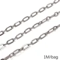 Chaîne à maillons ovales en acier inoxydable de 1 mètre pour la création de bijoux DIY - Croix Plate Longue / 1.6mm x 6.5mm (1M/Paquet)