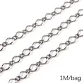 Chaîne à maillons torsadés en acier inoxydable pour la création de bijoux DIY - Chaîne Maillon Losange (Dépoli) / 1.2mm x 7.6mm (1M/Paquet) / Acier